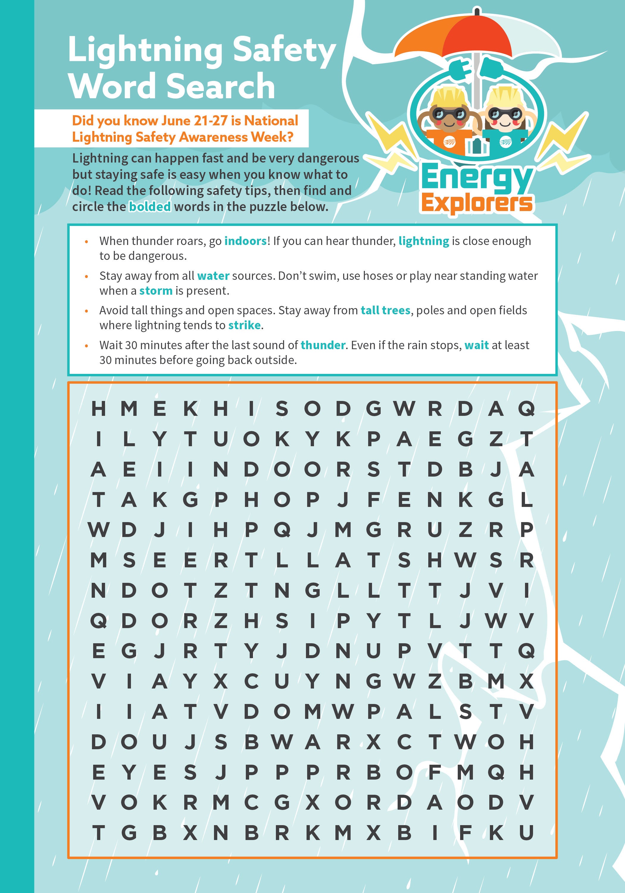 Lighting Safety Word Search